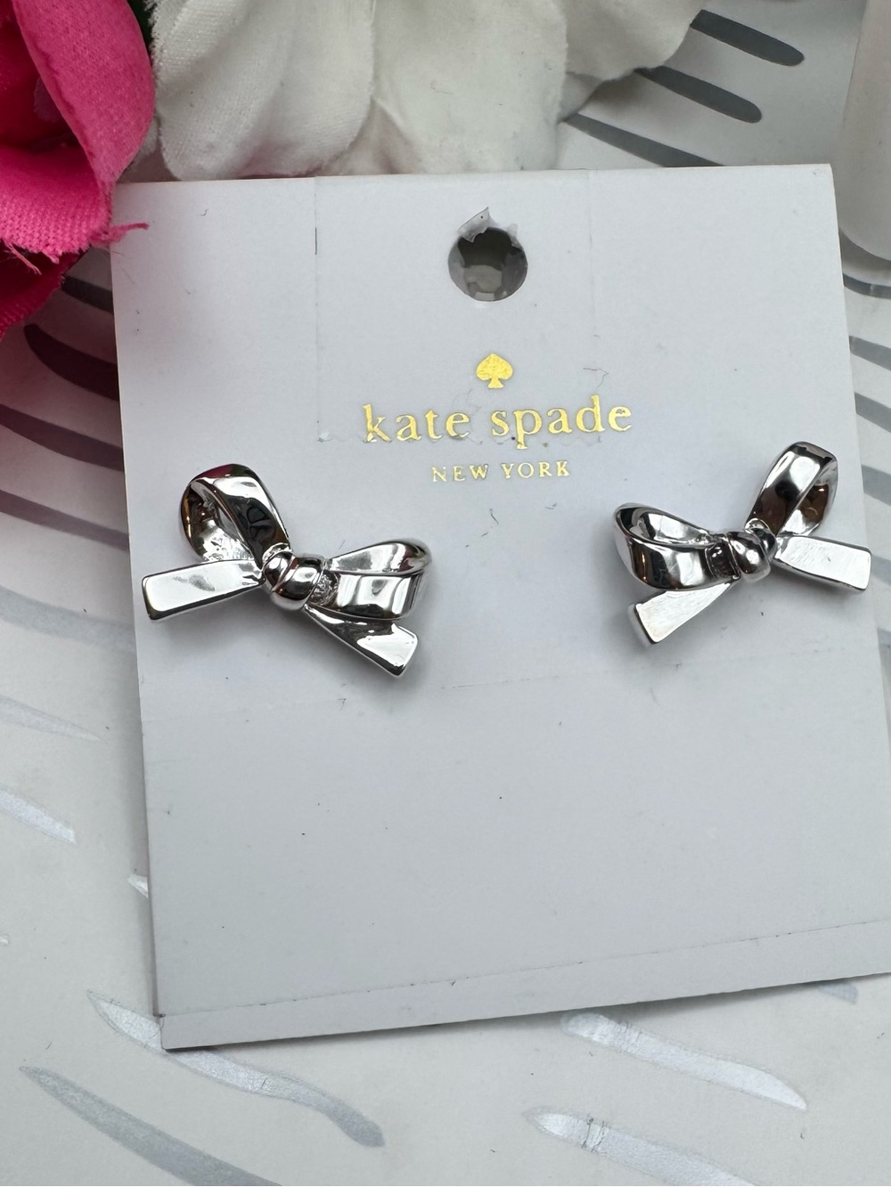 Kate Spade delicate Silver Mini Bow Stud Earrings